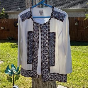 Chico's White and Black Textured Cardigan